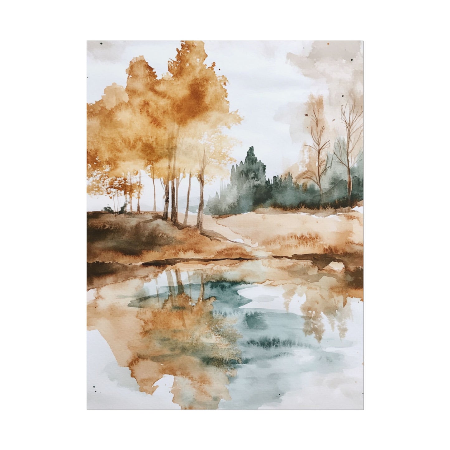 Autumn Serenity - Abstract Landscape Watercolour