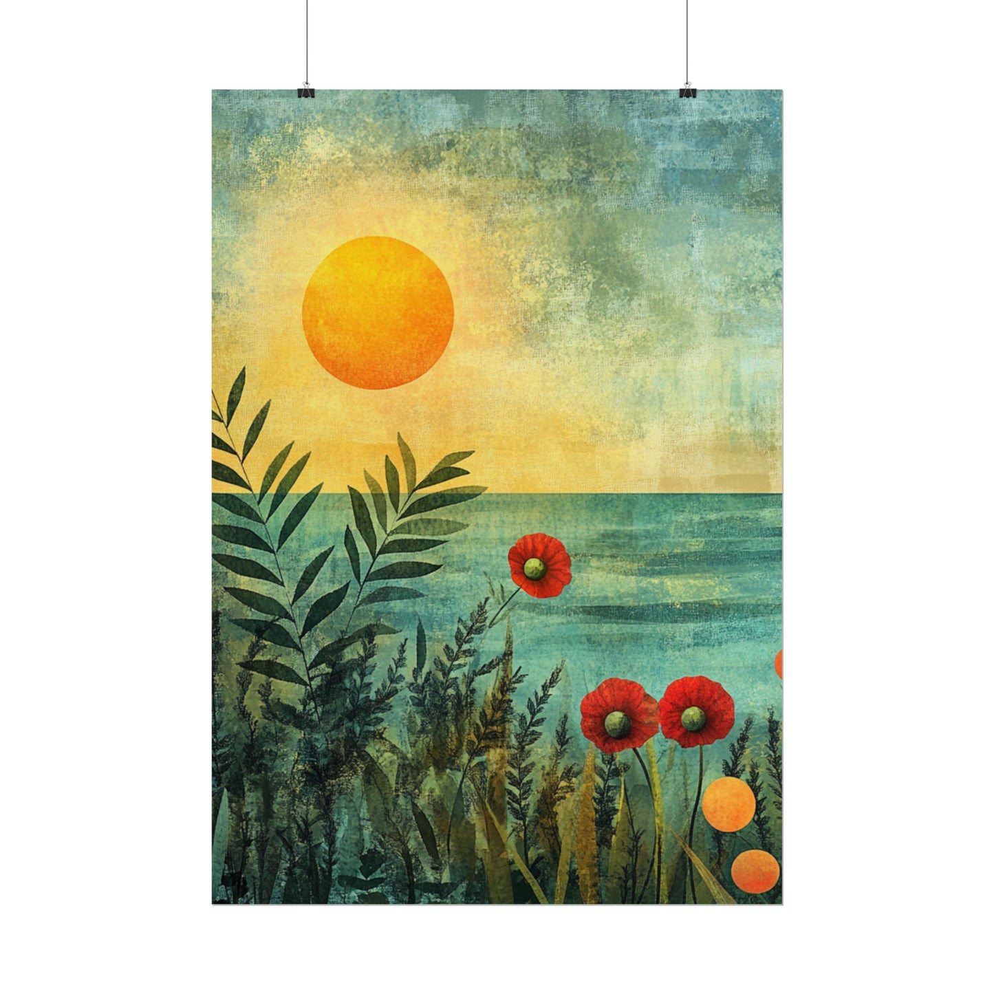 Sunrise Serenity - Abstract Coastal Floral Art Print