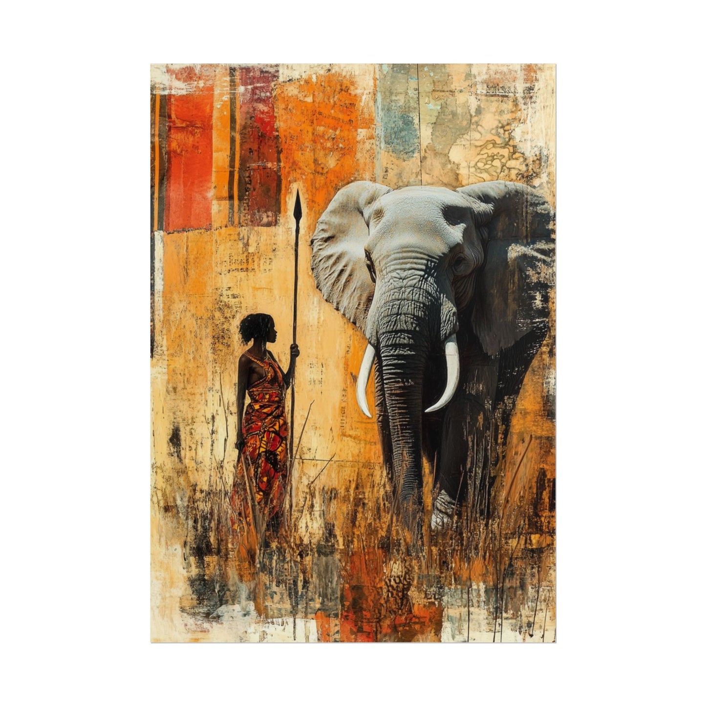 Majestic Encounter - Abstract African Art Print