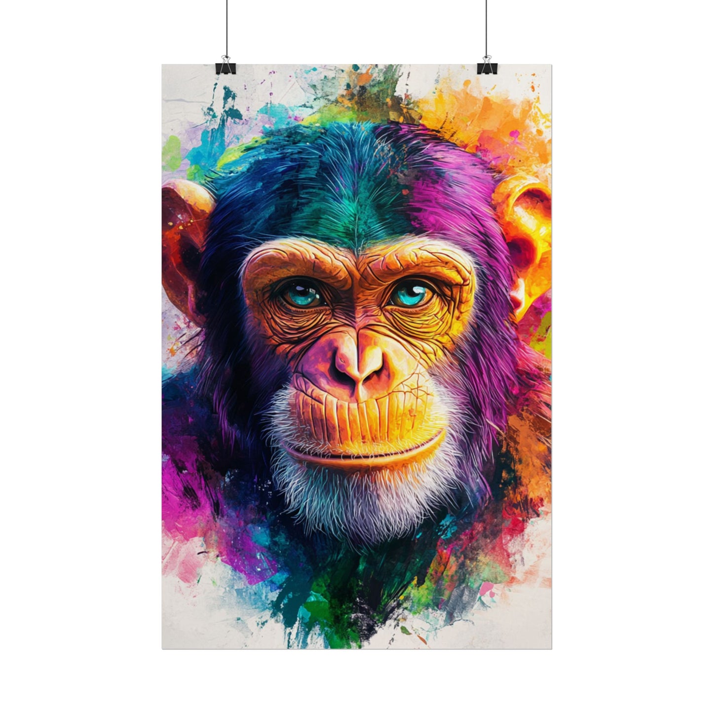 Vibrant Primate - Abstract Portrait of a Chimpanzee