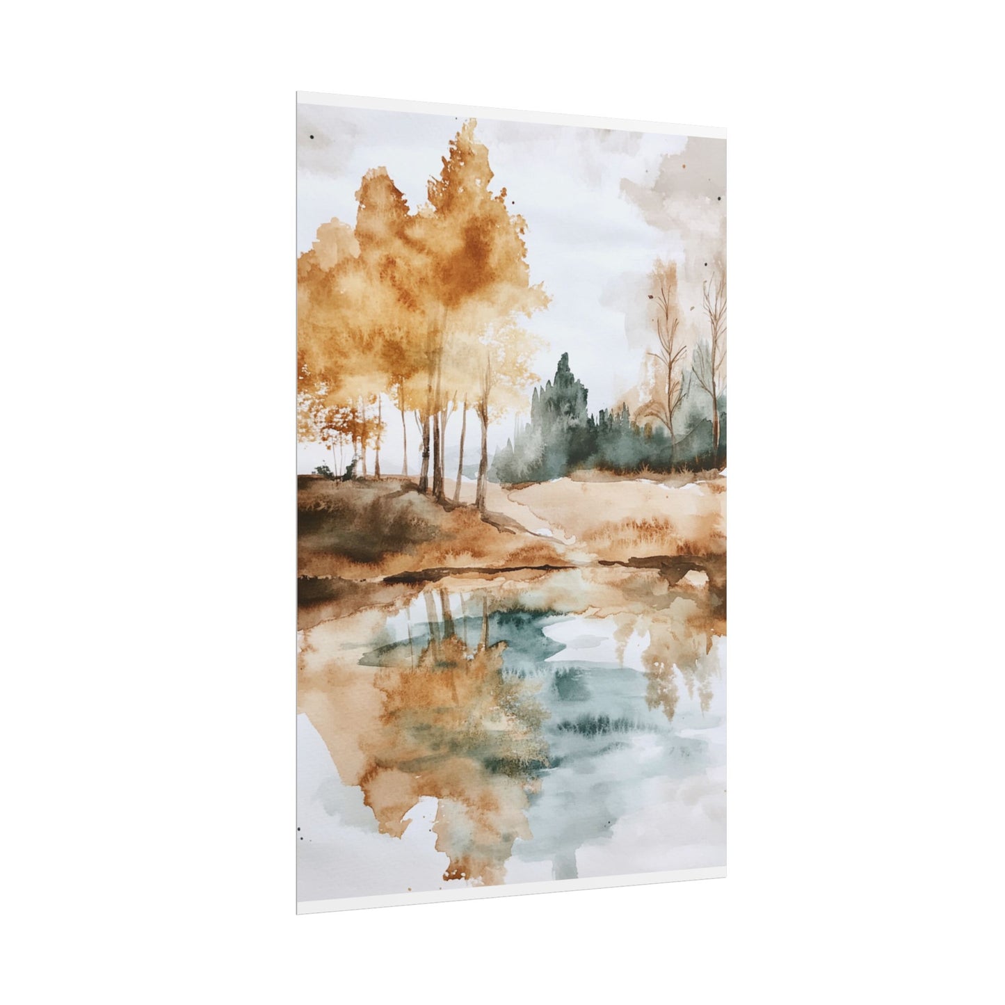 Autumn Serenity - Abstract Landscape Watercolour