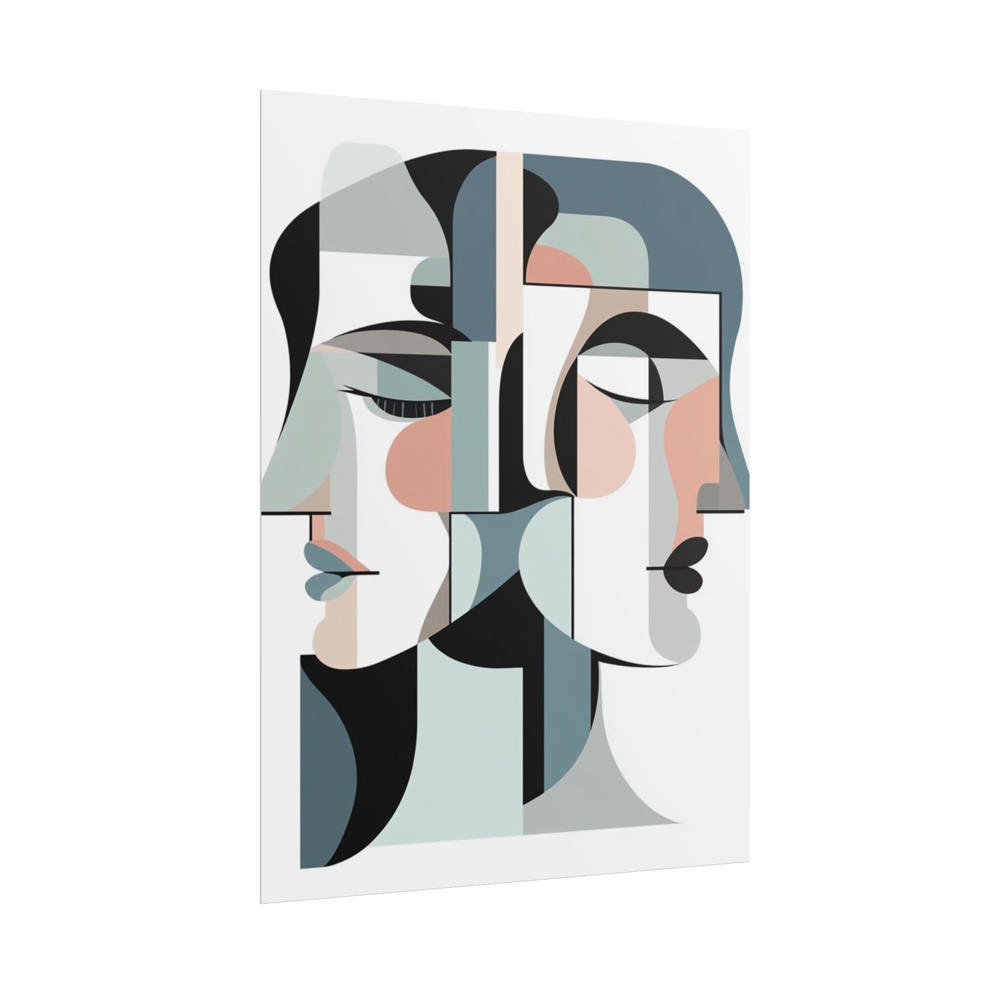 Duality in Form - Abstract Faces Art Print