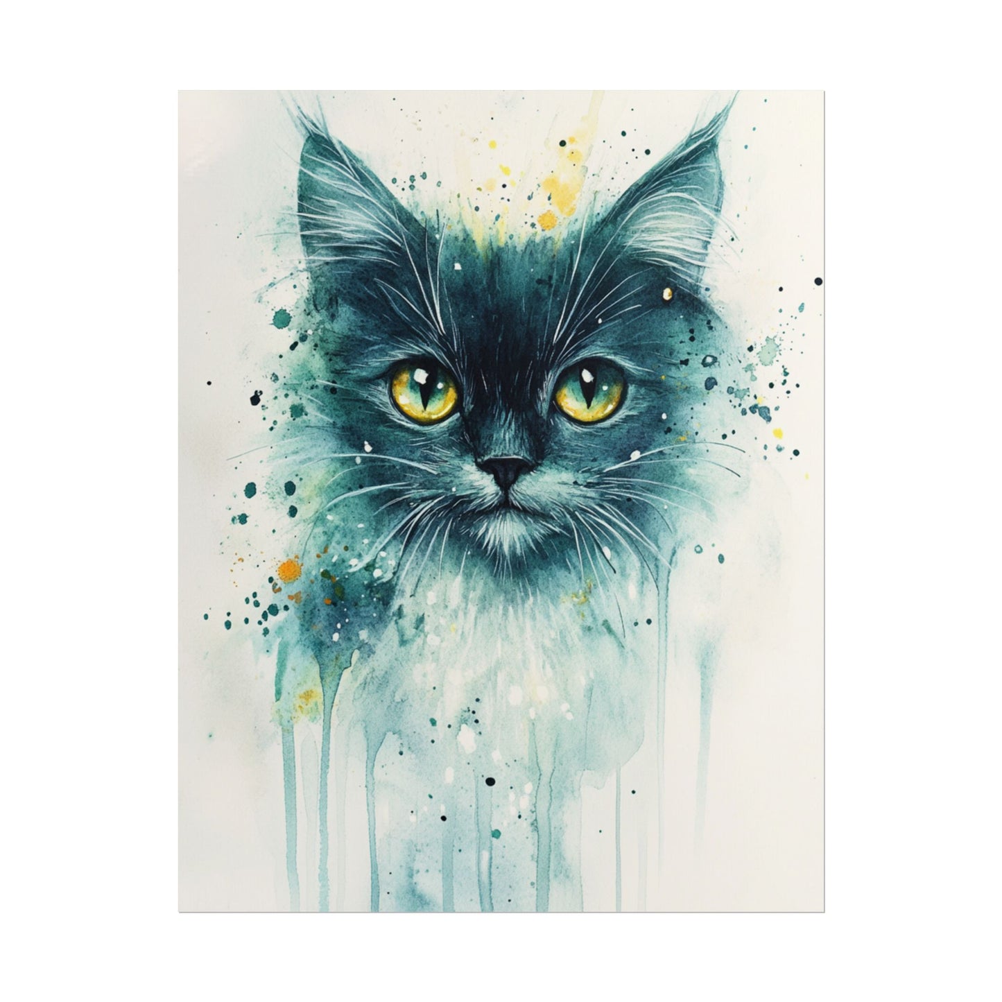 Enigmatic Gaze - Abstract Cat Watercolour Art Print