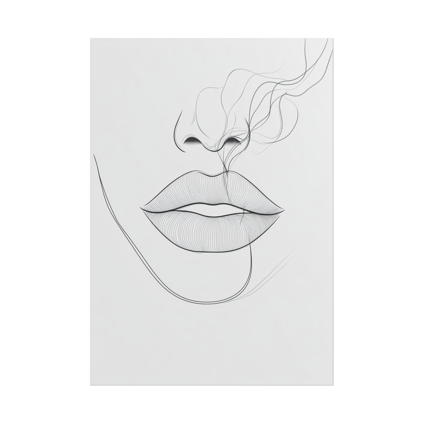 Whispers of Elegance - Abstract Line Art of Lips