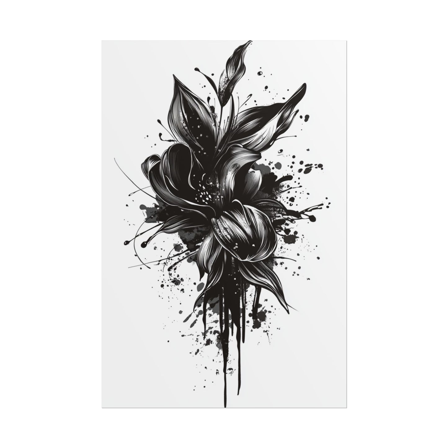 Monochrome Blossom - Abstract Floral Art Print