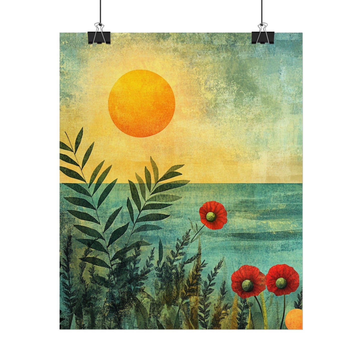 Sunrise Serenity - Abstract Coastal Floral Art Print