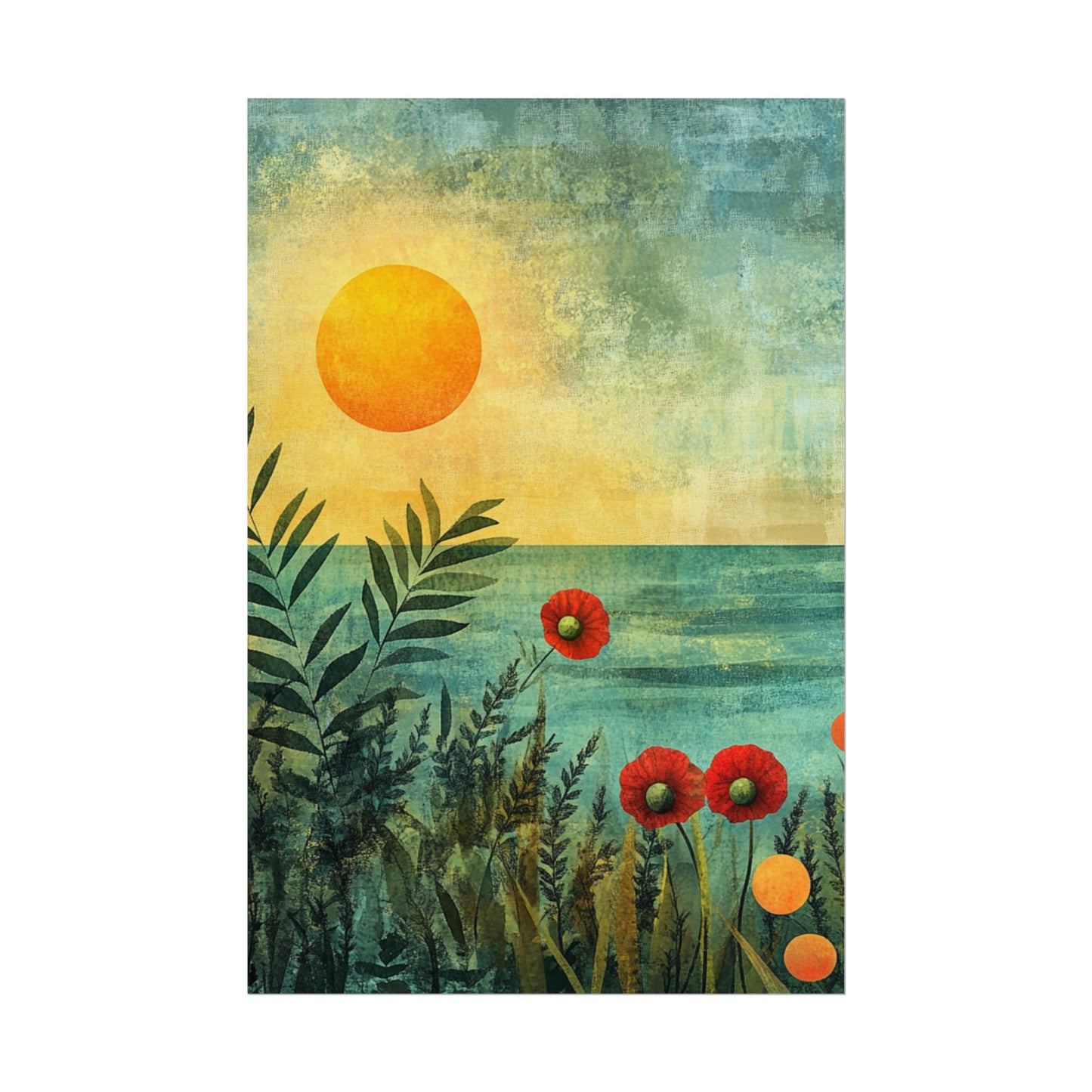 Sunrise Serenity - Abstract Coastal Floral Art Print