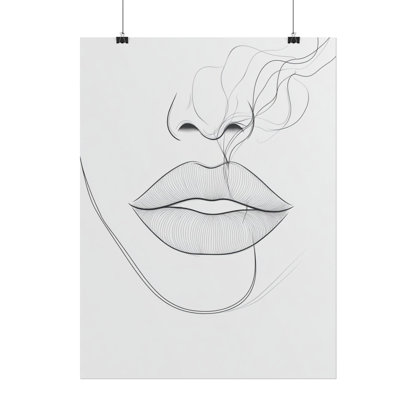 Whispers of Elegance - Abstract Line Art of Lips