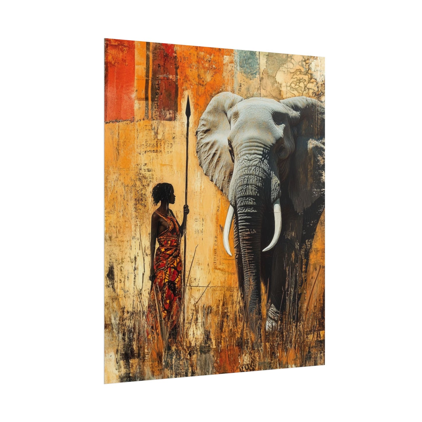 Majestic Encounter - Abstract African Art Print