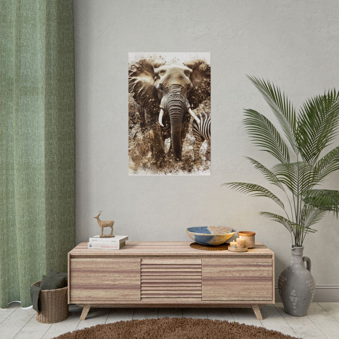 Safari Majesty - Abstract Elephant and Zebra Art Print