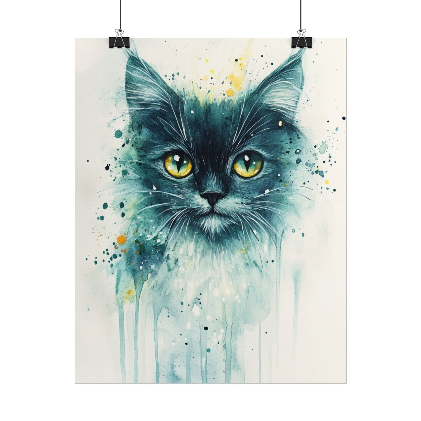 Enigmatic Gaze - Abstract Cat Watercolour Art Print