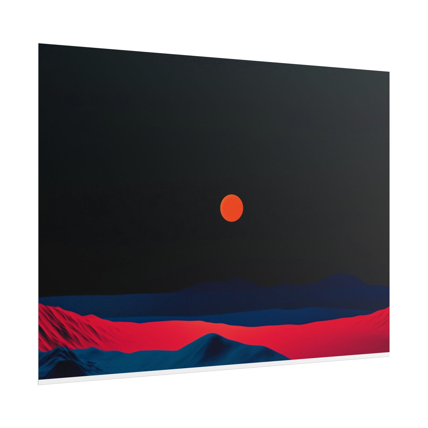 Blood Moon Over Fiery Mountains - Abstract Art Print