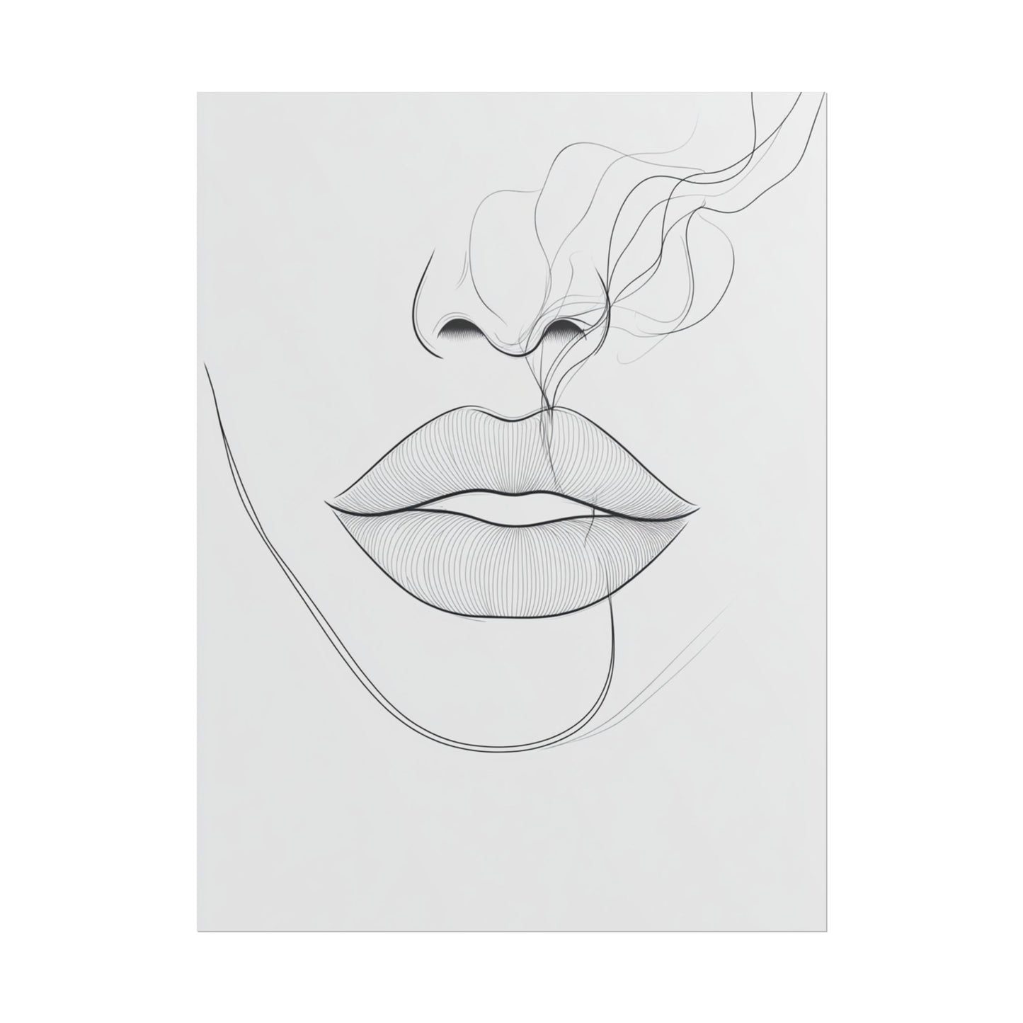 Whispers of Elegance - Abstract Line Art of Lips