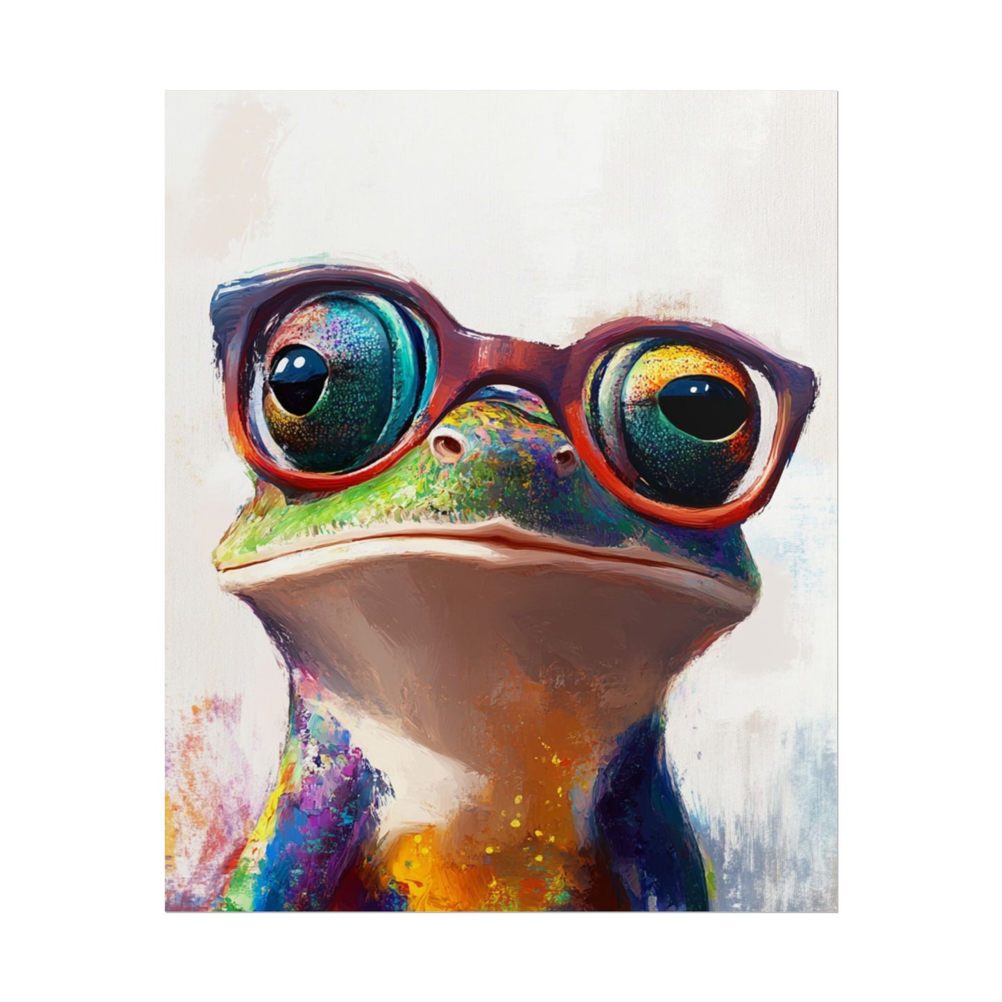 Quirky Frog with Glasses - Vibrant Abstract Animal Art Print