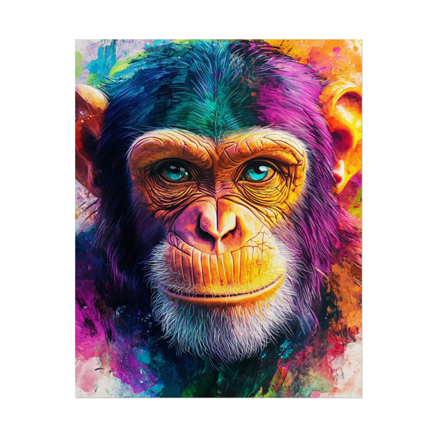 Vibrant Primate - Abstract Portrait of a Chimpanzee