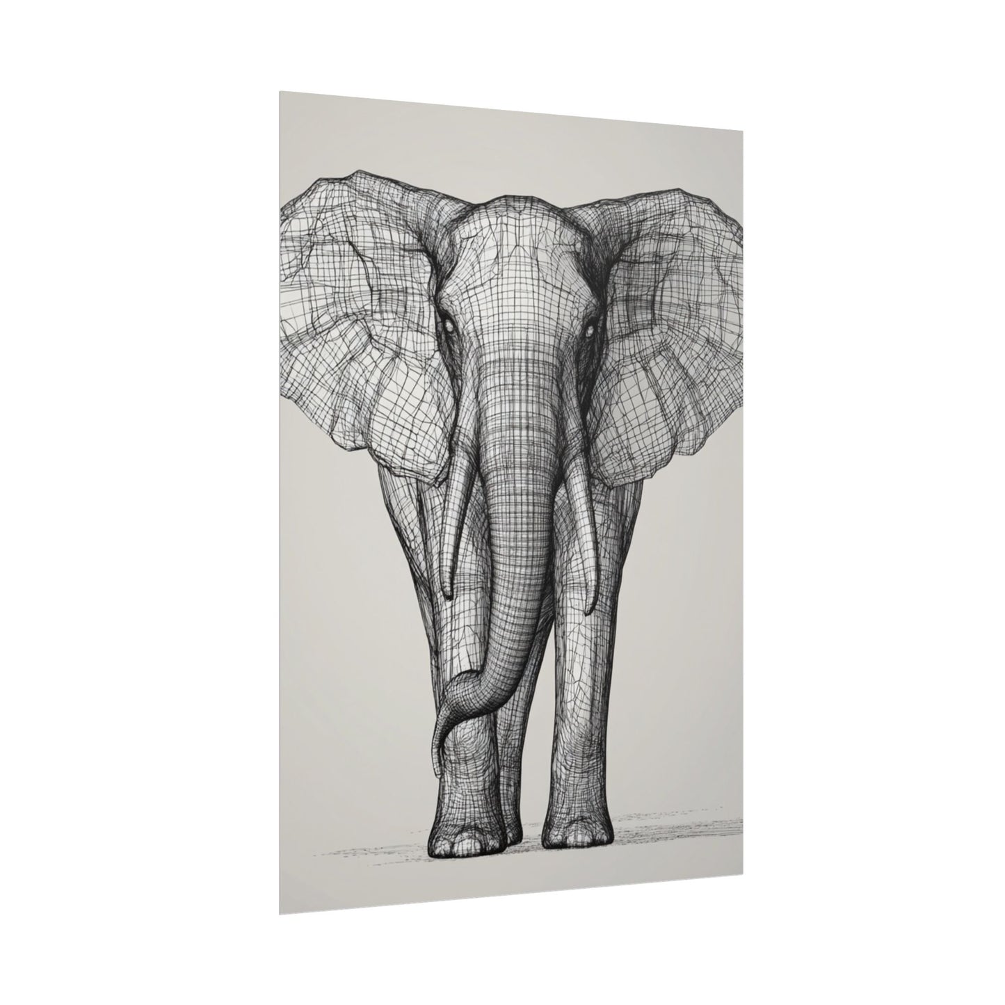 Majestic Lines - Abstract Elephant Wireframe Art