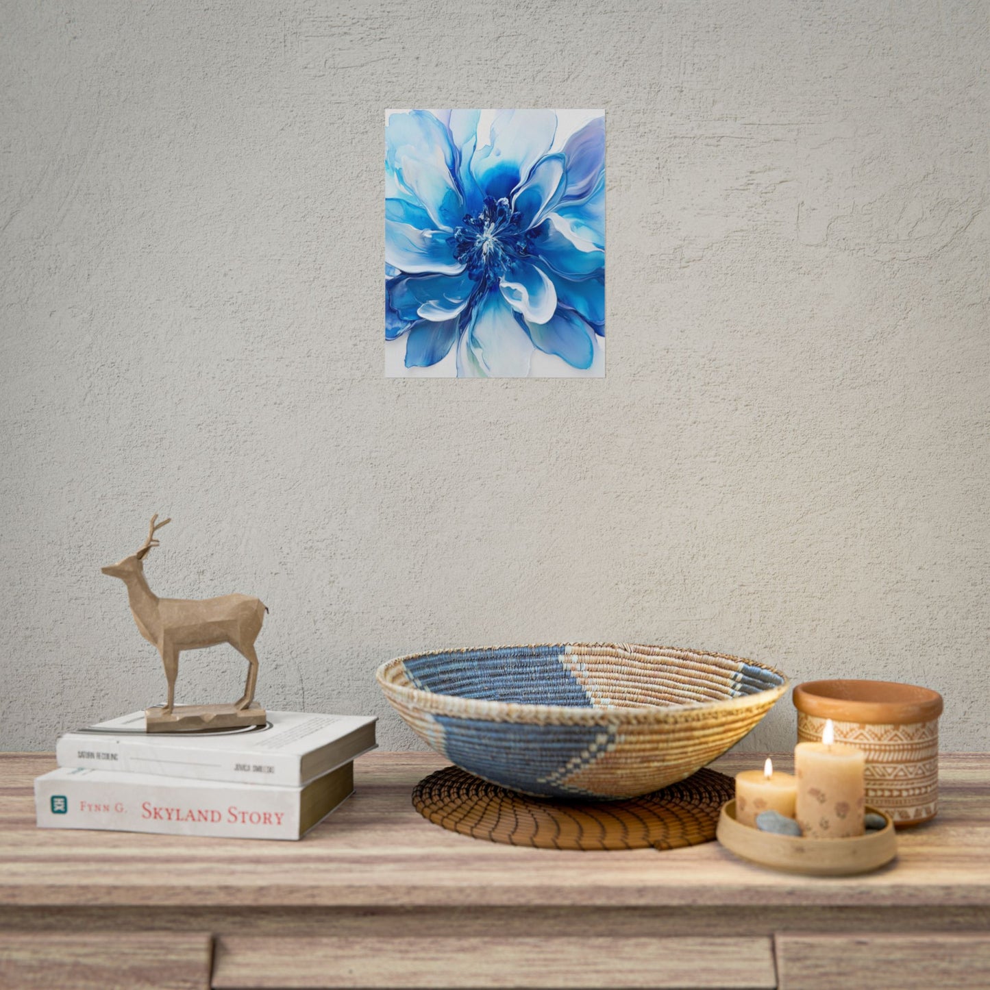 Ethereal Bloom - Abstract Blue Floral Art Print