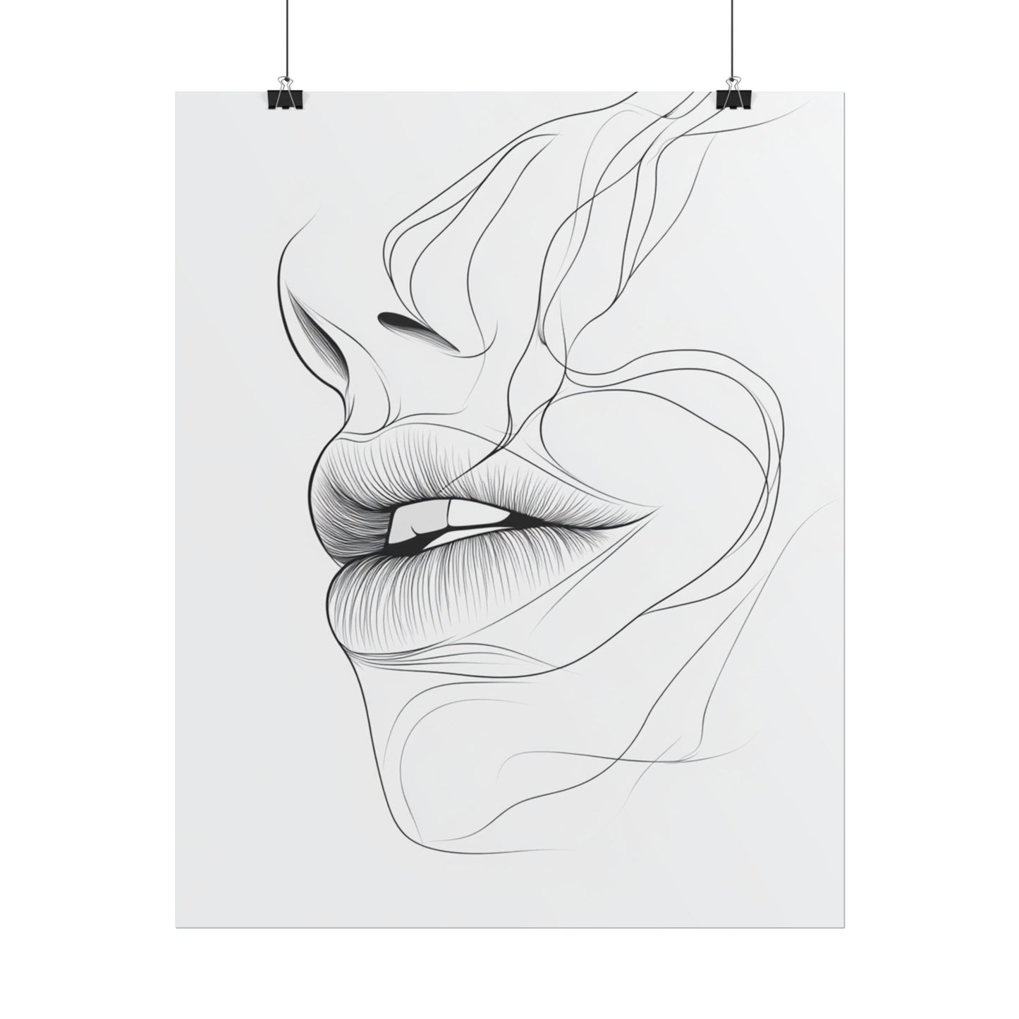 Echoes of Simplicity - Minimalist Abstract Lips Line Art