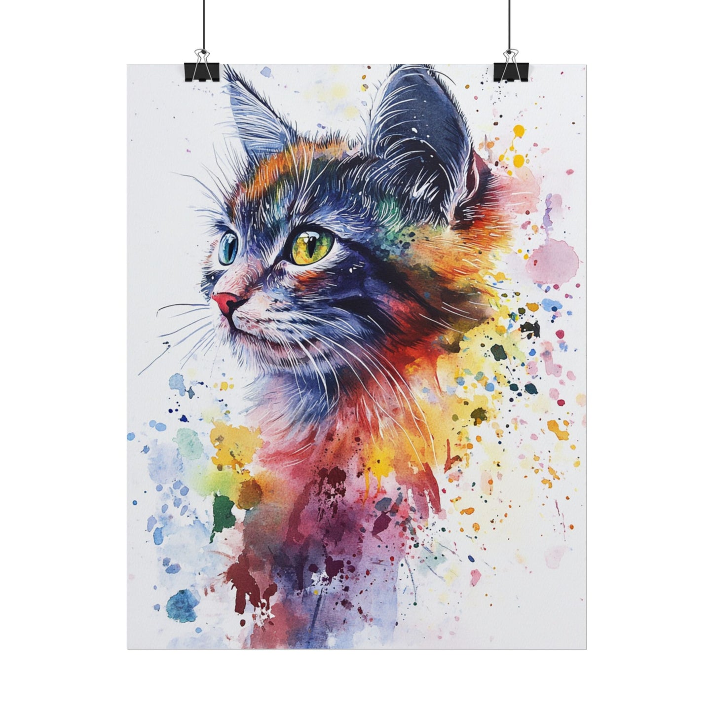 Vibrant Feline - Abstract Watercolour Cat Art Print