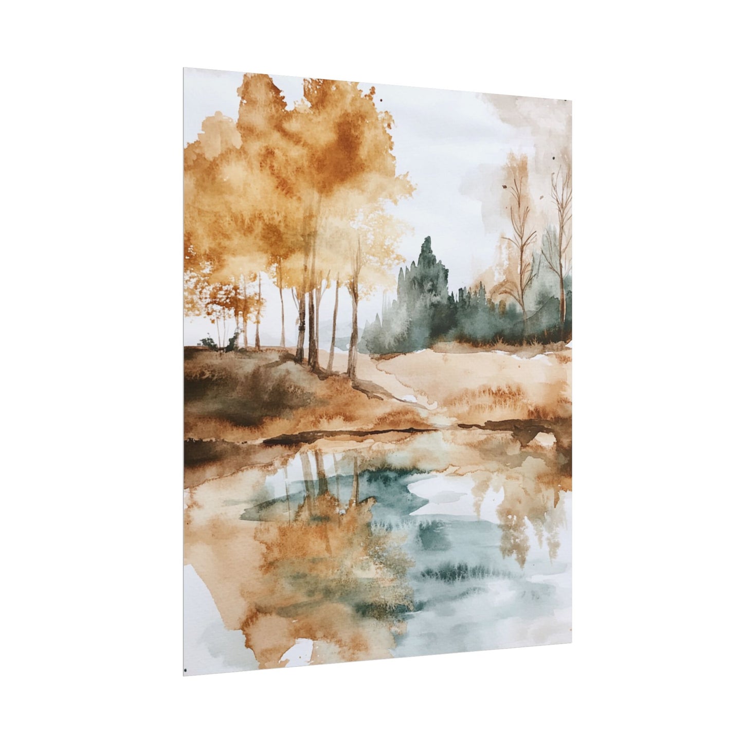 Autumn Serenity - Abstract Landscape Watercolour