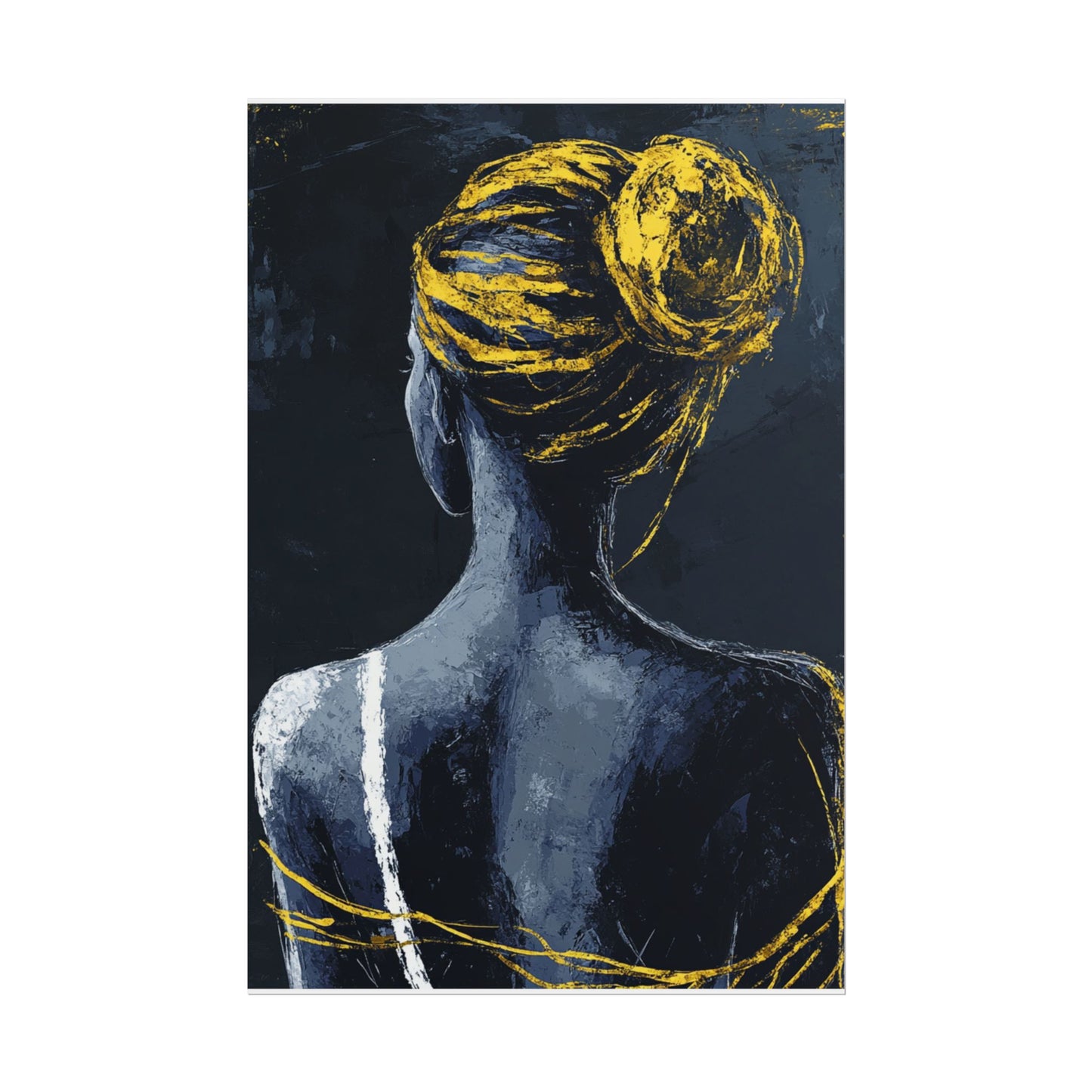 Golden Embrace - Abstract Portrait in Blue and Gold