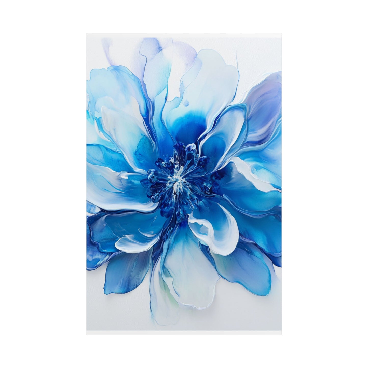 Ethereal Bloom - Abstract Blue Floral Art Print