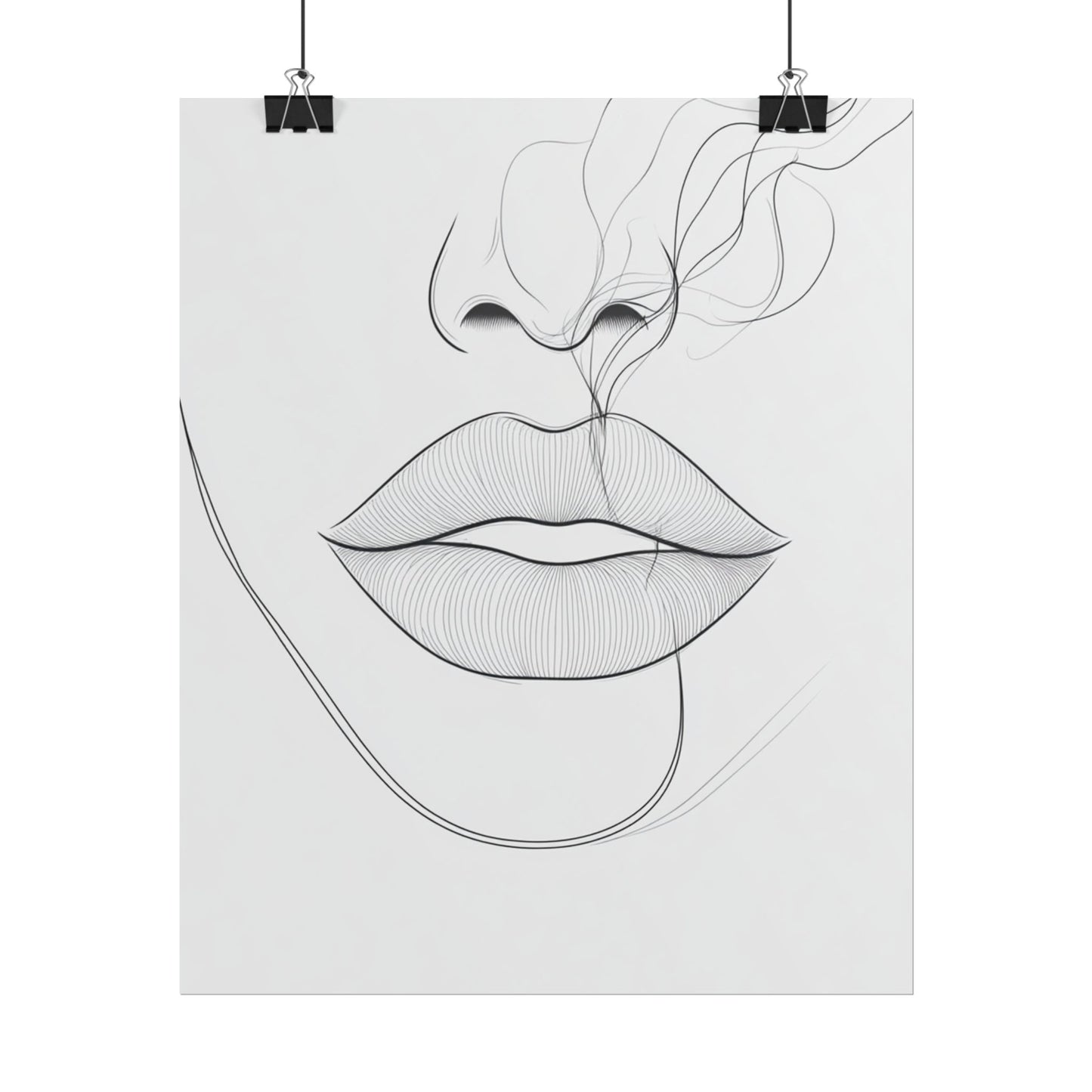 Whispers of Elegance - Abstract Line Art of Lips