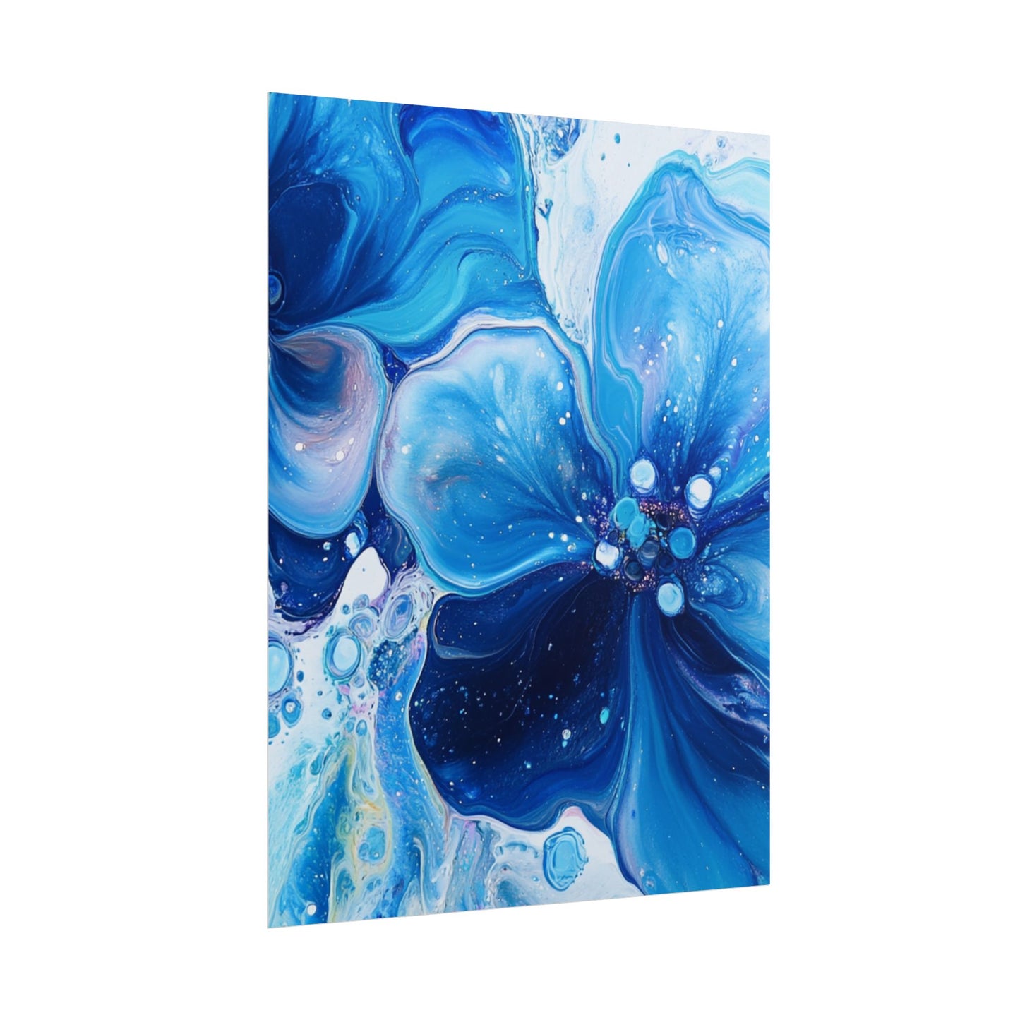 Celestial Bloom - Abstract Floral Art Print in Shades of Blue