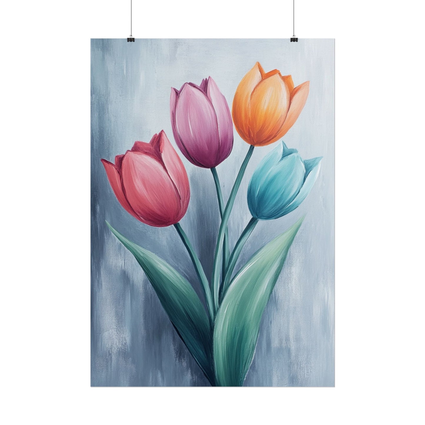 Colourful Tulip Quartet - Abstract Floral Art Print