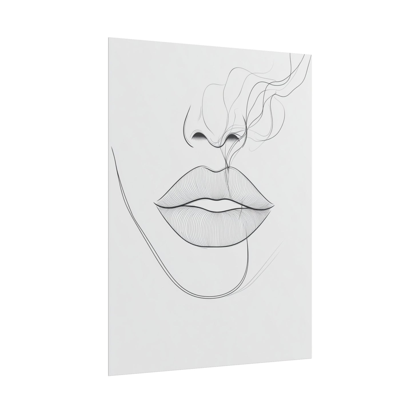 Whispers of Elegance - Abstract Line Art of Lips