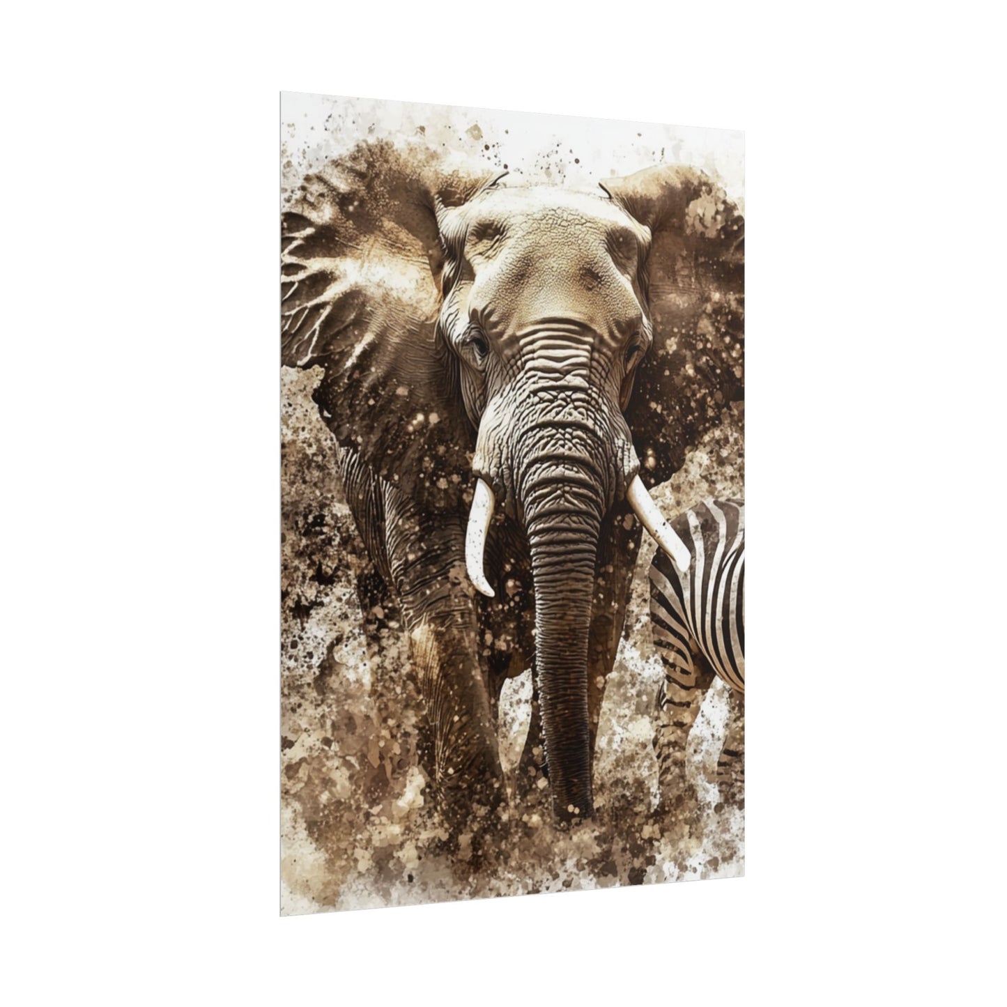 Safari Majesty - Abstract Elephant and Zebra Art Print