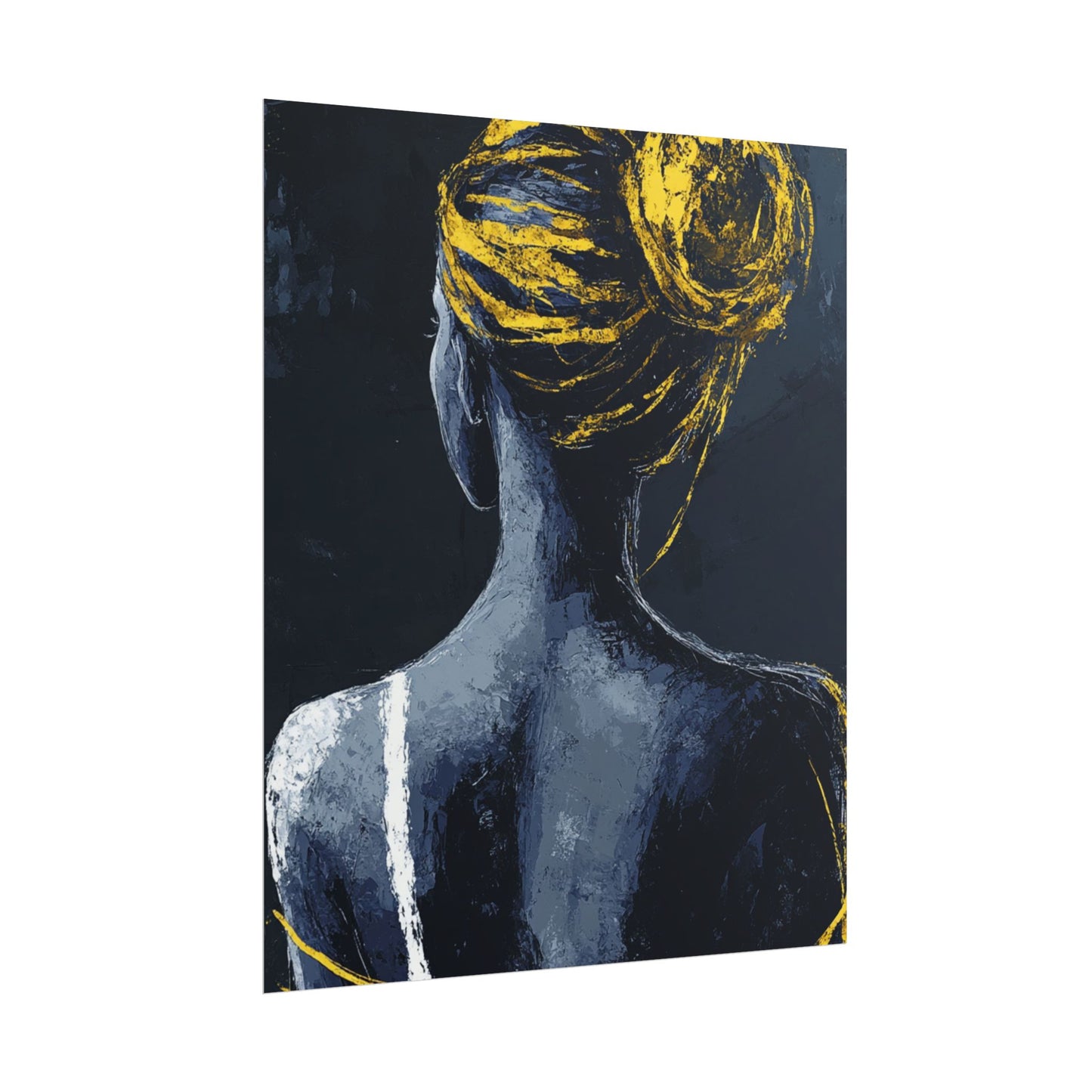 Golden Embrace - Abstract Portrait in Blue and Gold