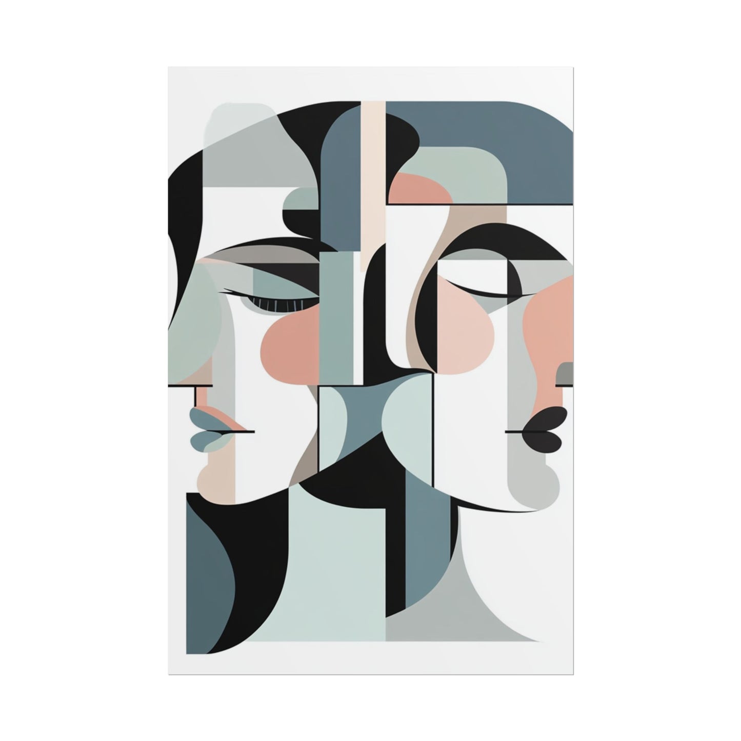 Duality in Form - Abstract Faces Art Print