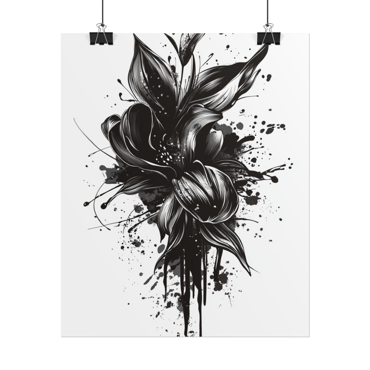 Monochrome Blossom - Abstract Floral Art Print