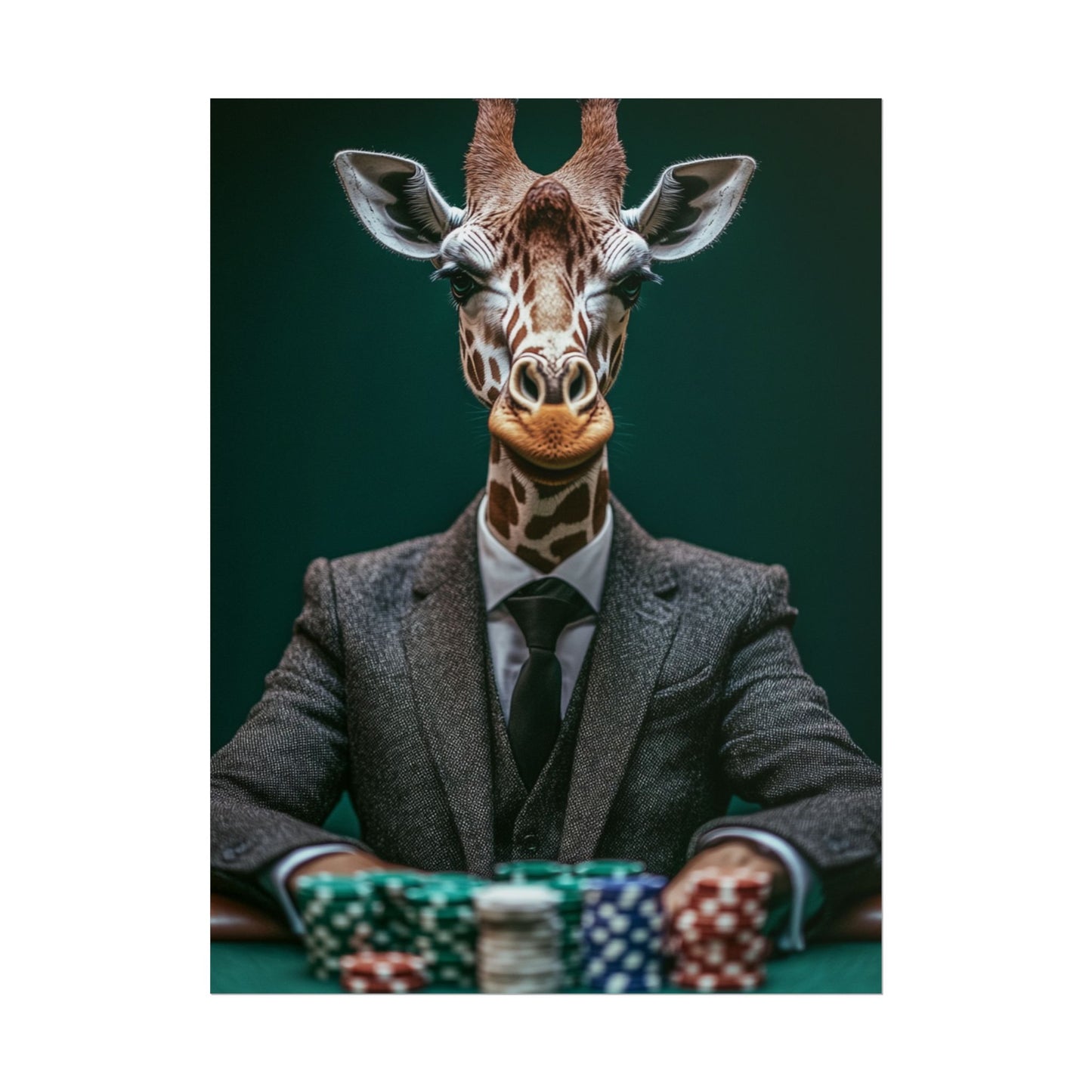 Poker Face Giraffe - Abstract Art with a Playful Twist