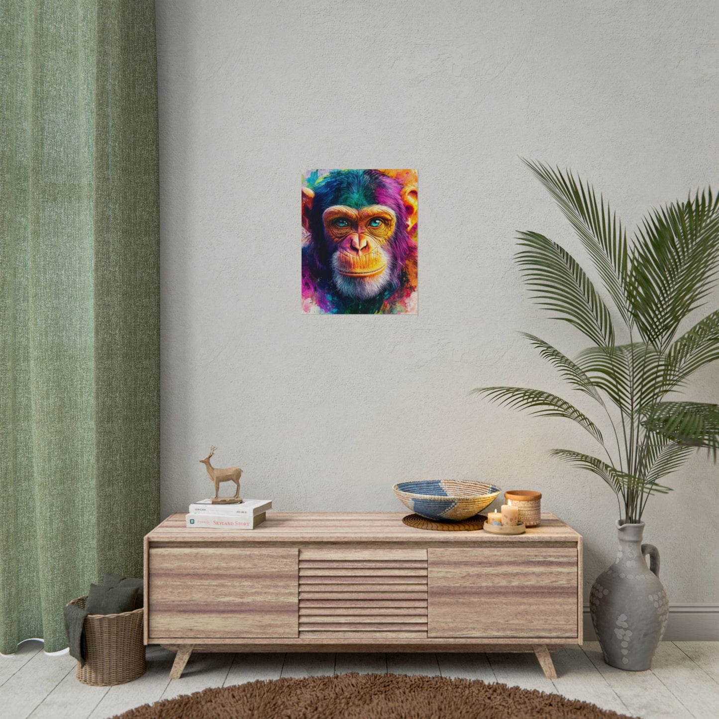 Vibrant Primate - Abstract Portrait of a Chimpanzee