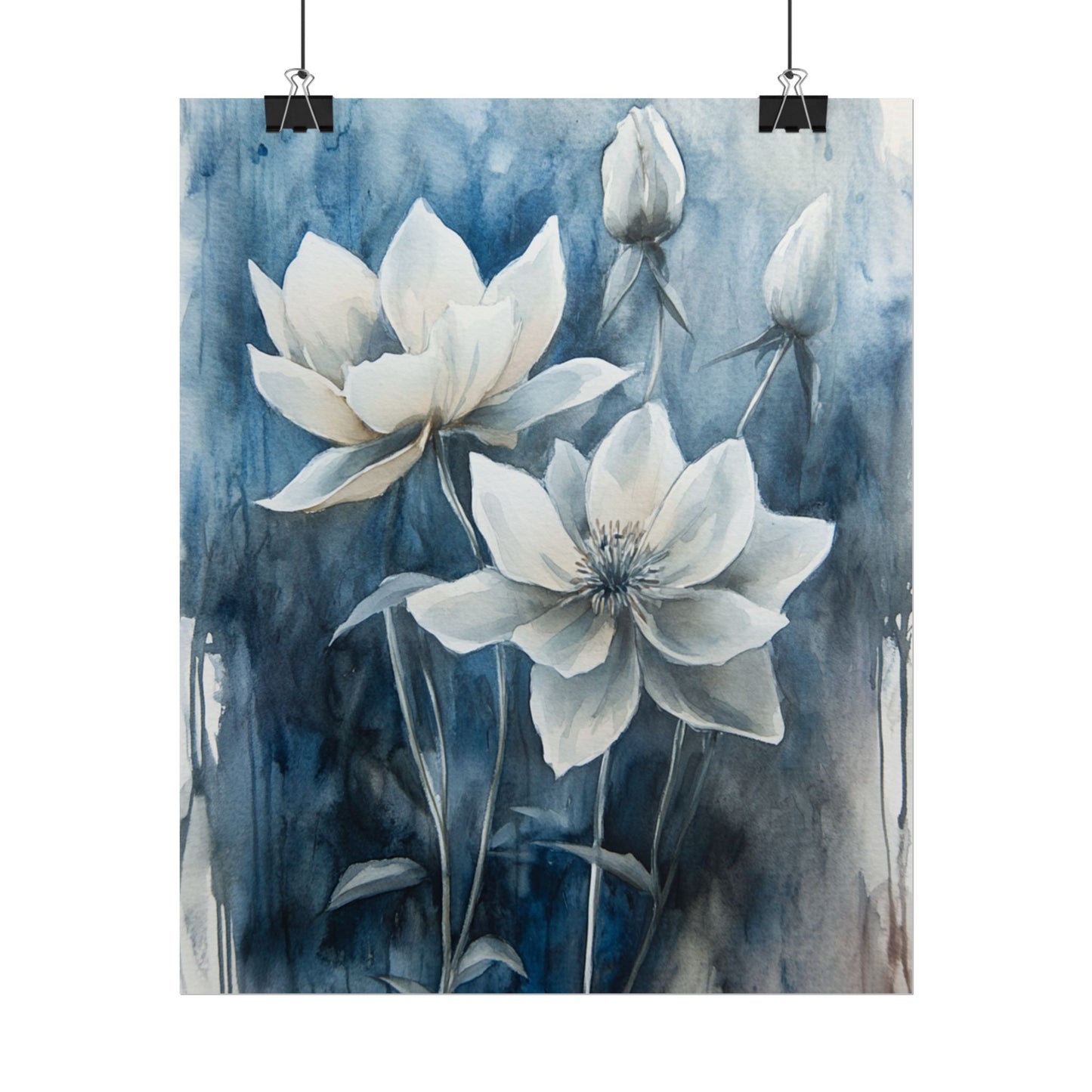 Midnight Blooms - Abstract Floral Watercolour Art Print