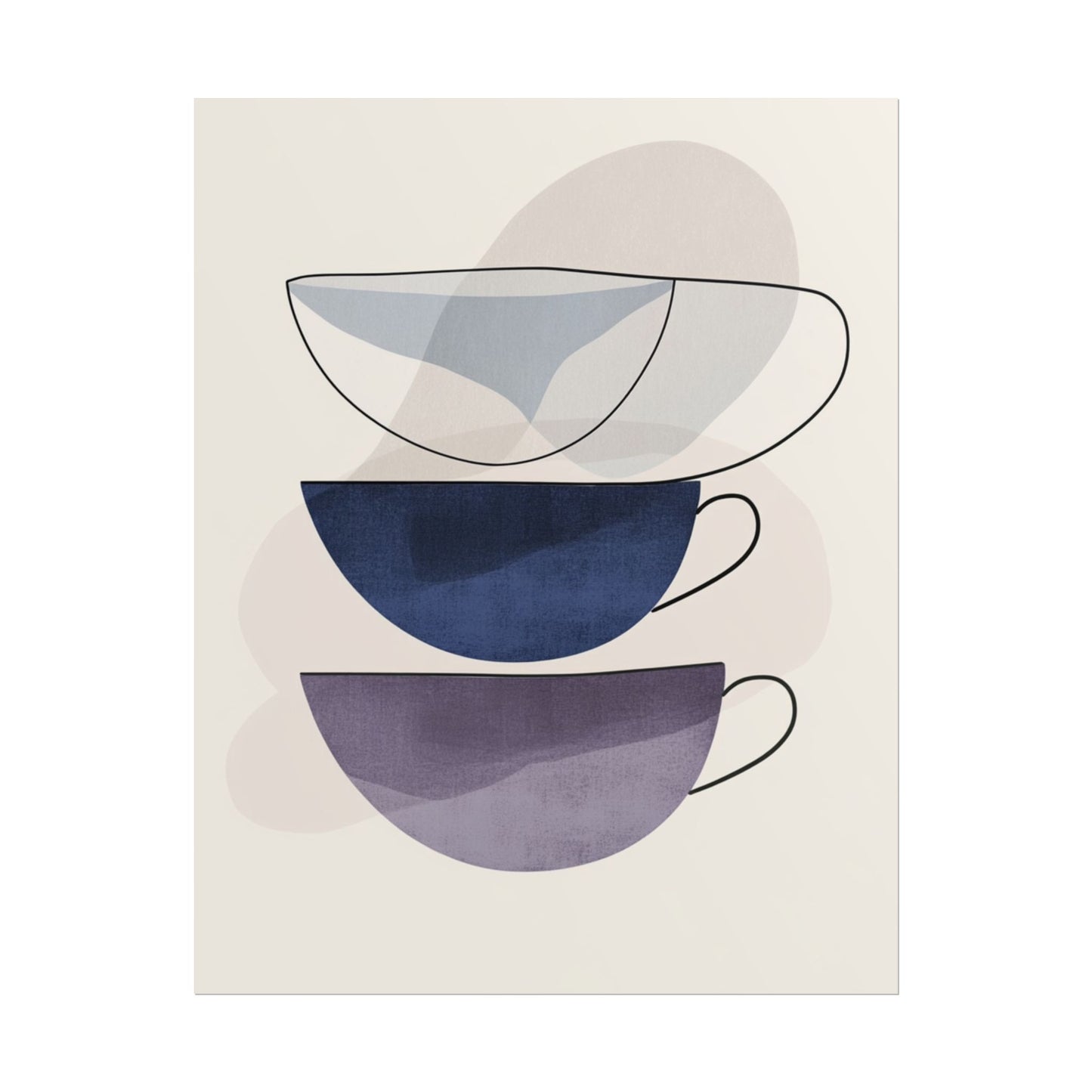 Minimalist Teacups - Abstract Modern Art Print