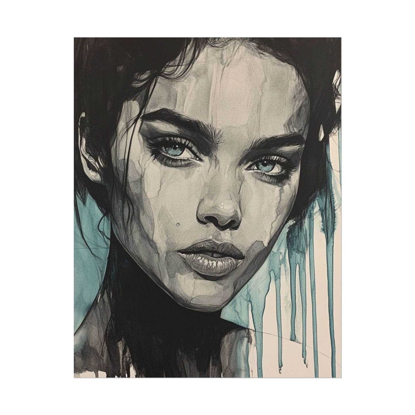 Stormy Gaze - Abstract Portrait Print