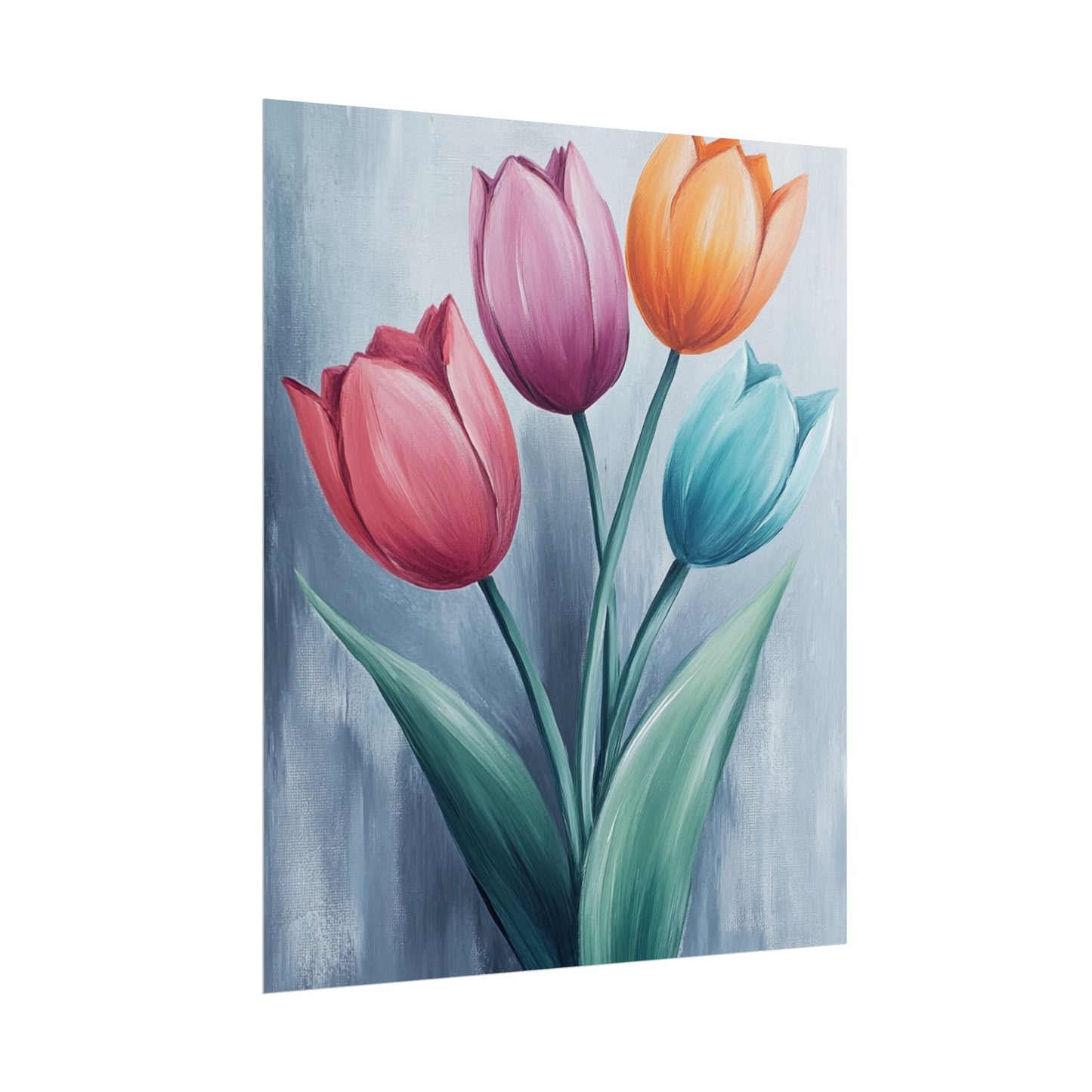 Colourful Tulip Quartet - Abstract Floral Art Print