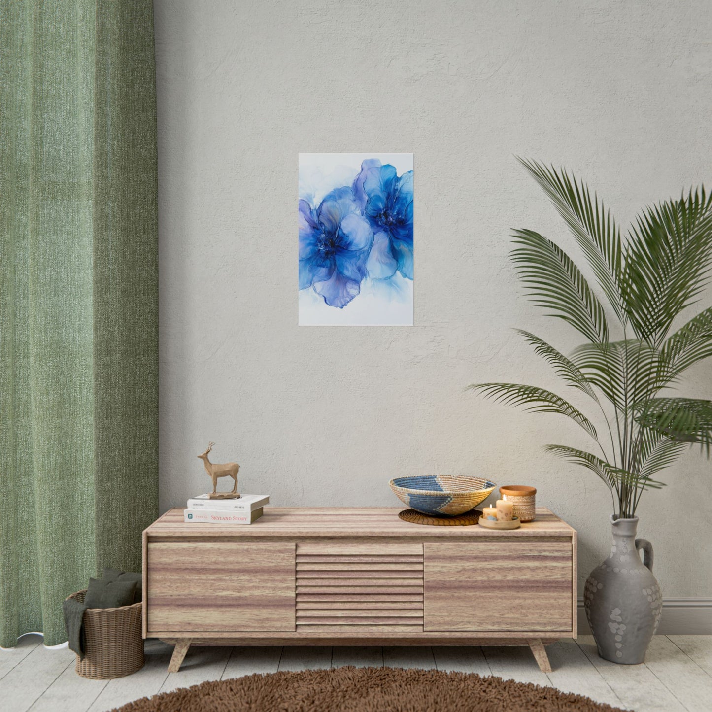 Ethereal Duo - Abstract Floral Art in Shades of Blue