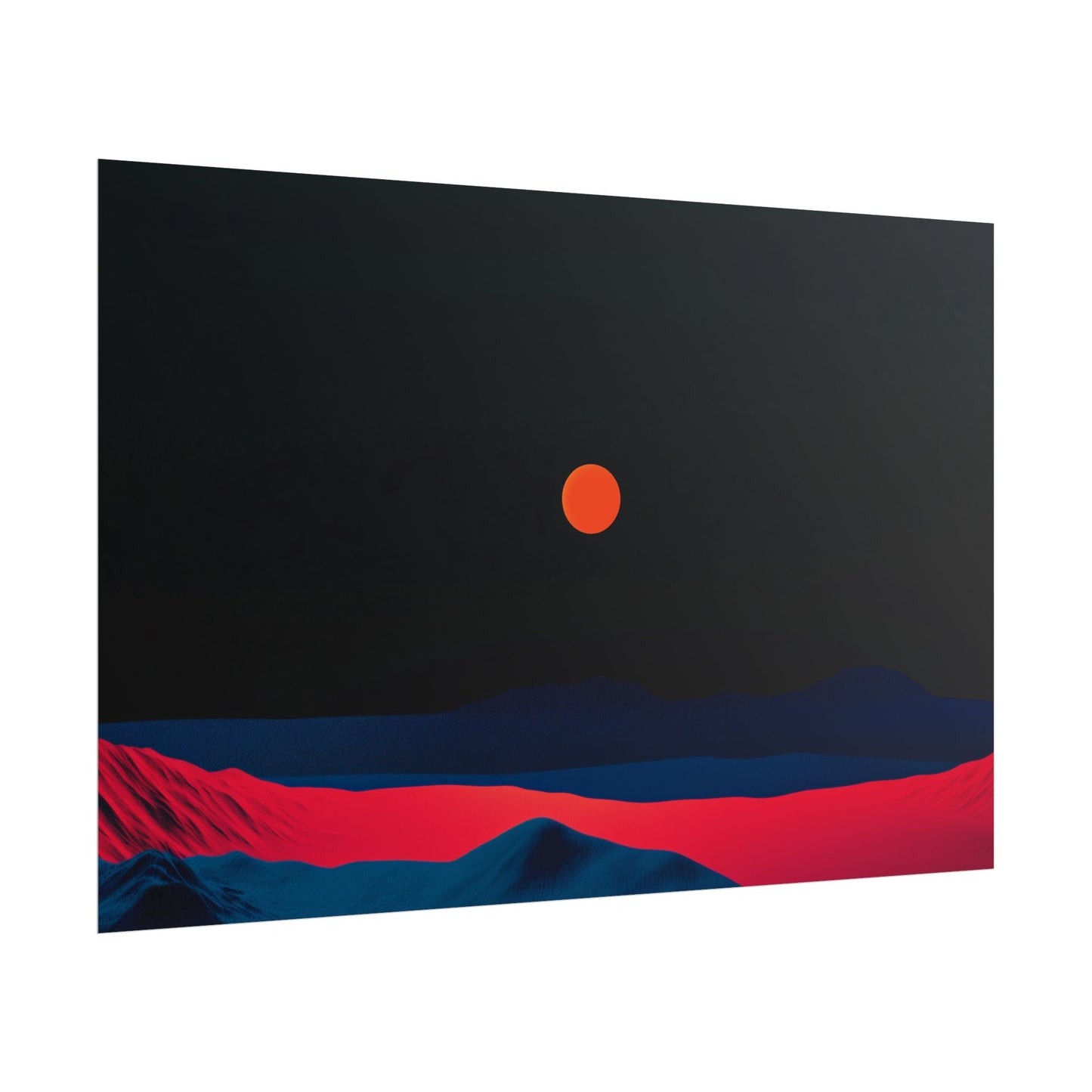 Blood Moon Over Fiery Mountains - Abstract Art Print