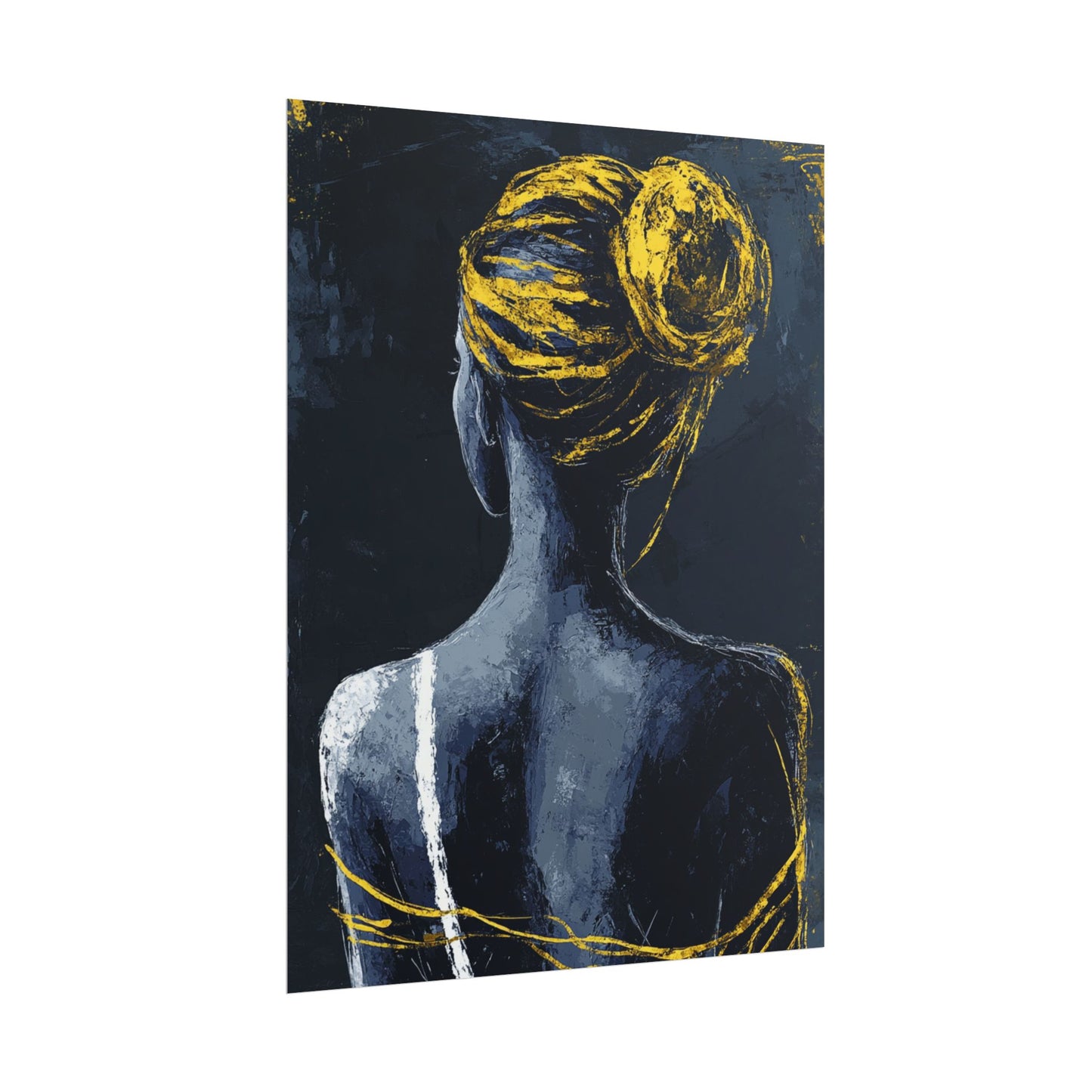 Golden Embrace - Abstract Portrait in Blue and Gold