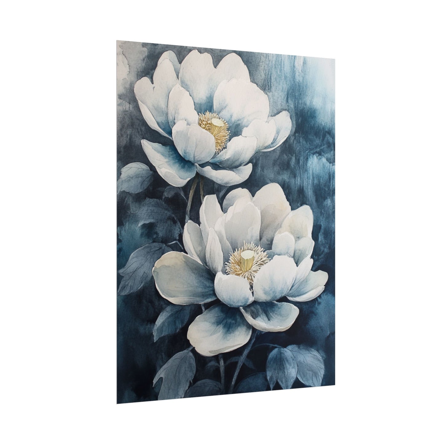 Elegant White Blooms - Abstract Floral Watercolour Print