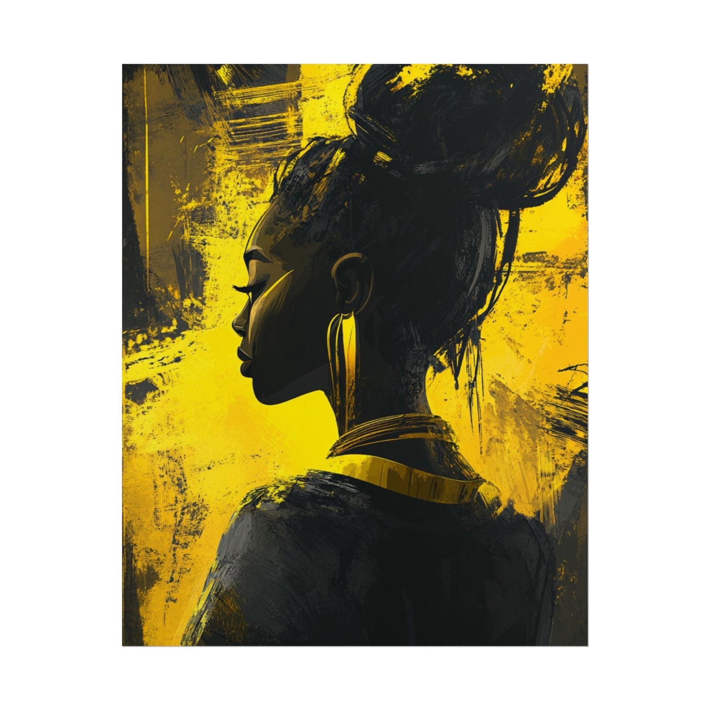 Ethereal Silhouette - Abstract Portrait in Monochrome and Gold