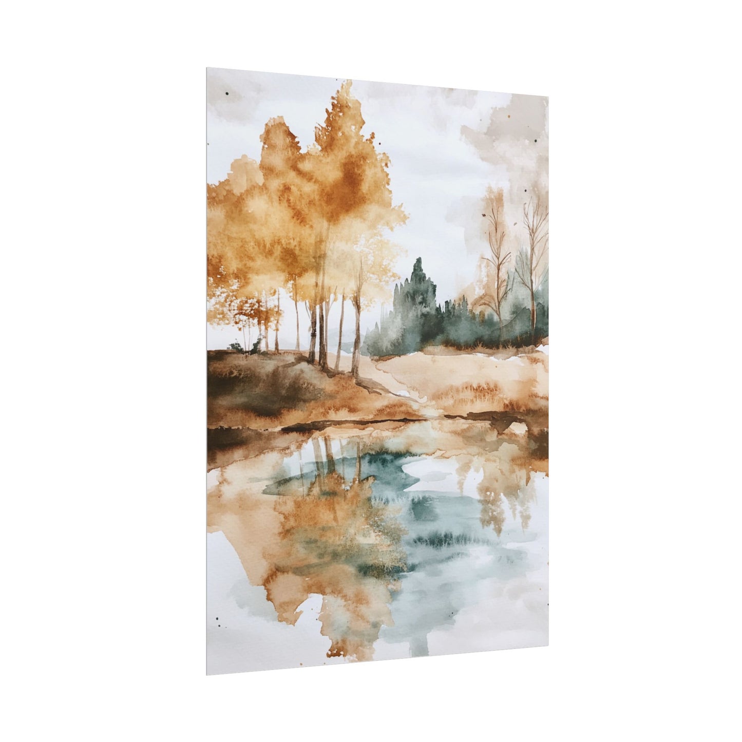 Autumn Serenity - Abstract Landscape Watercolour