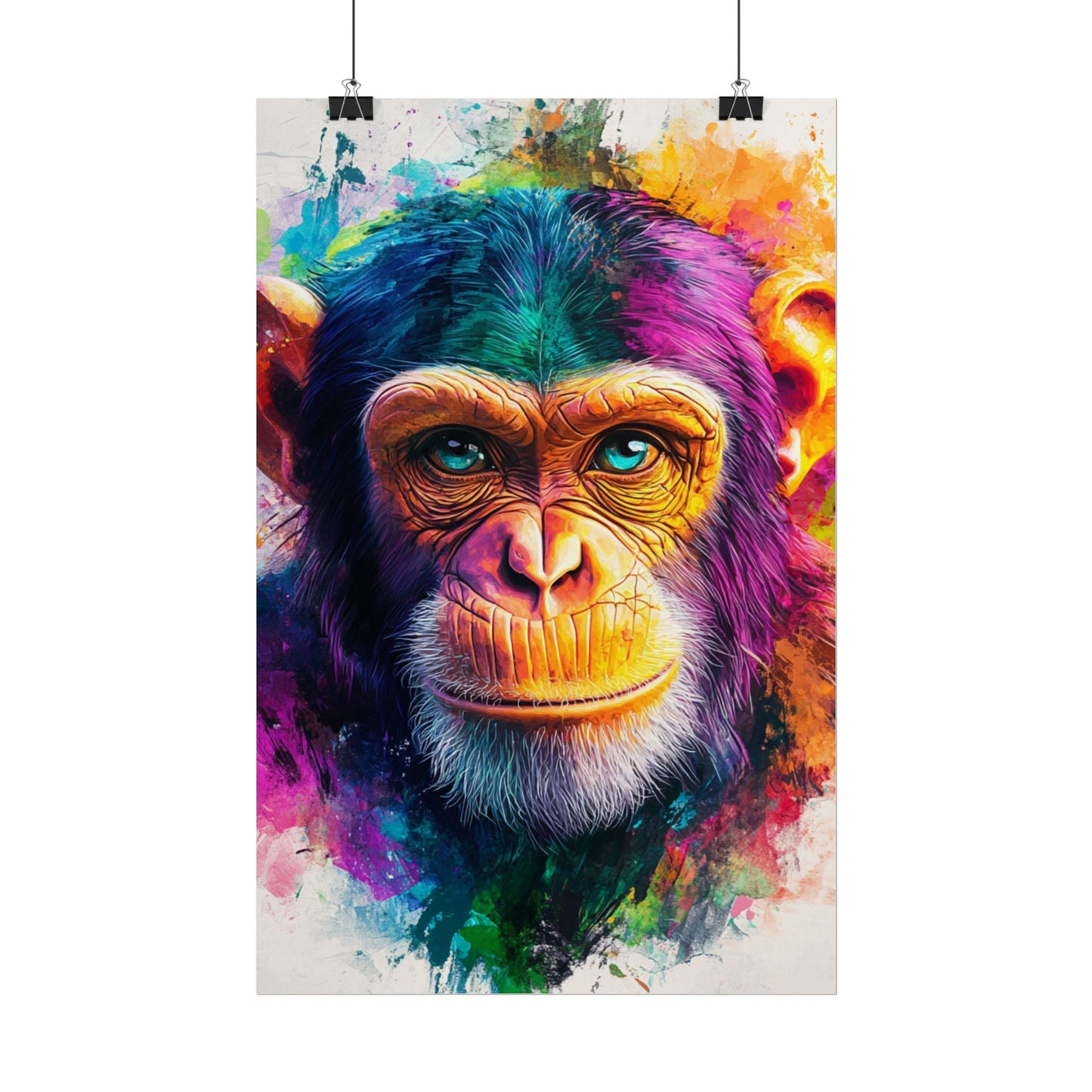 Vibrant Primate - Abstract Portrait of a Chimpanzee