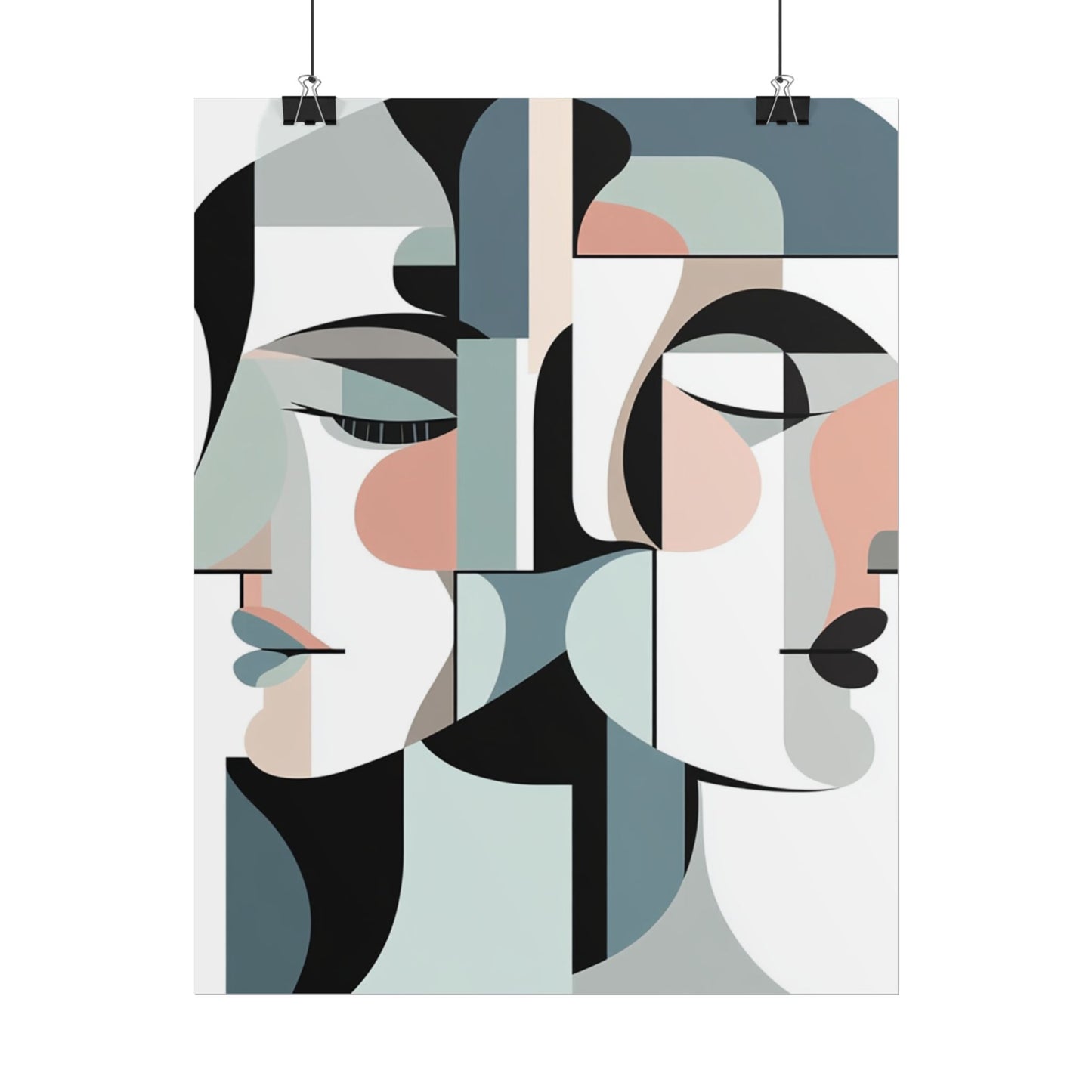 Duality in Form - Abstract Faces Art Print