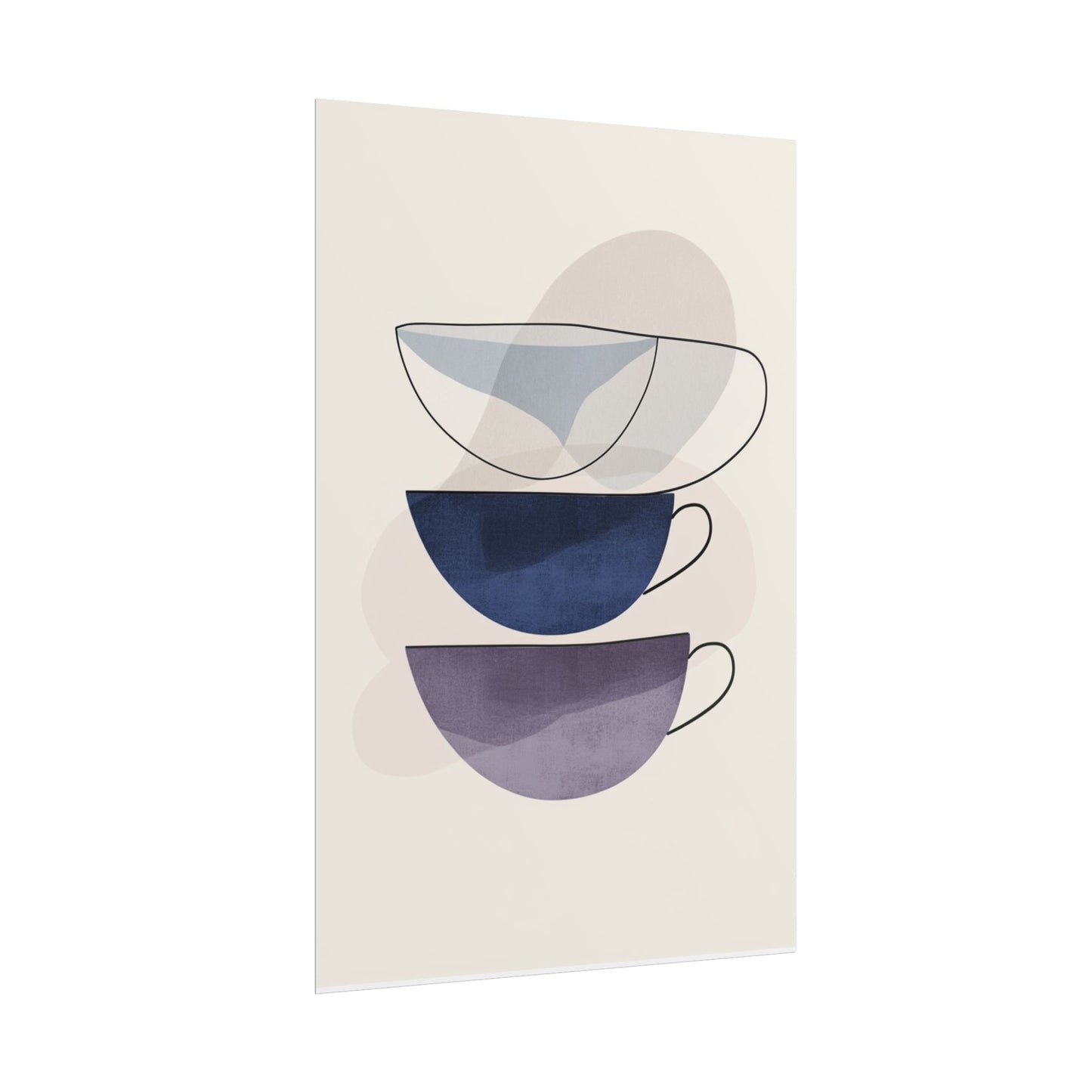 Minimalist Teacups - Abstract Modern Art Print