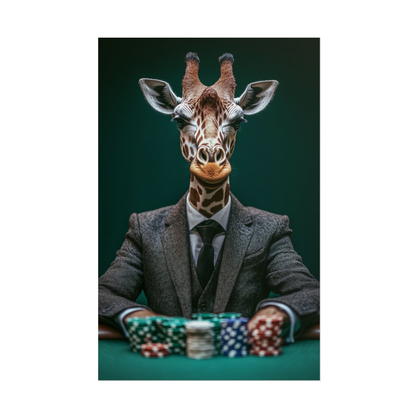 Poker Face Giraffe - Abstract Art with a Playful Twist